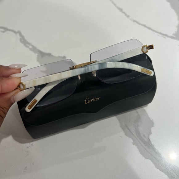 Authentic Cartier White Horn Sunglasses W/ Gold Finish.